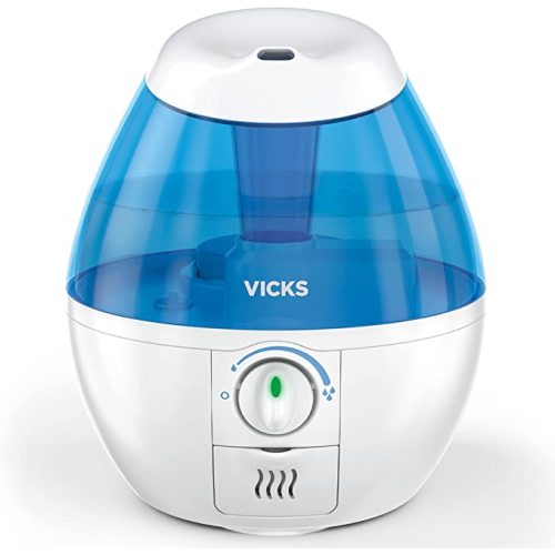 Vicks Mini Filter-Free Cool Mist Humidifier, Small Room, .5 Gallon Tank, Blue – Visible Humidifier for Bedrooms, Baby Nurseries and More, Works with VapoPads