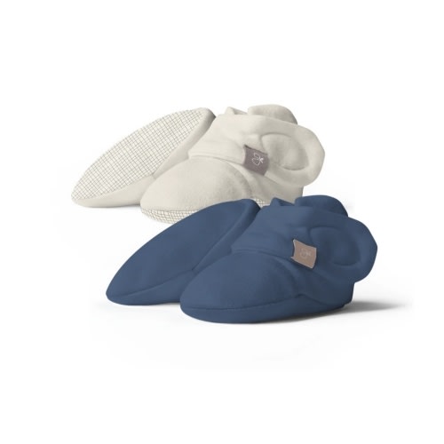 Stay-On Baby Booties 2-Pack | INDIGO + GRIDLOCK 0-6M – goumikids
