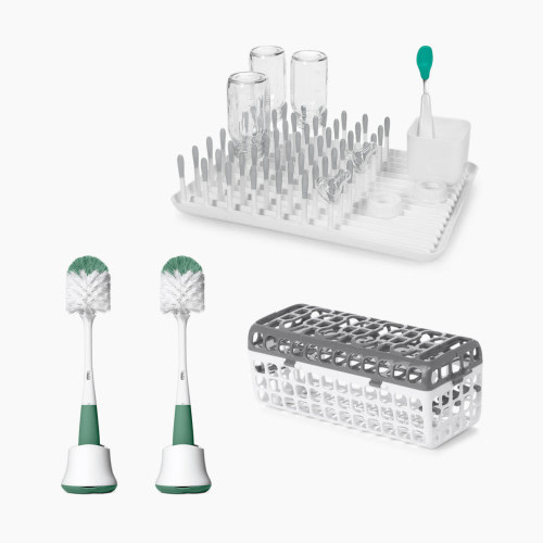 OXO Tot Bottle Drying Rack - Grey, Bottle Accessories Bundle