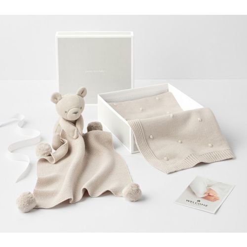 Cotton Sweater Knit Baby Blanket And Thumbie Set