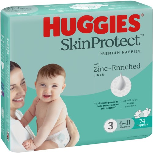 Huggies Skin Protect Nappies Size 3 (6-11kg) 74 Pack