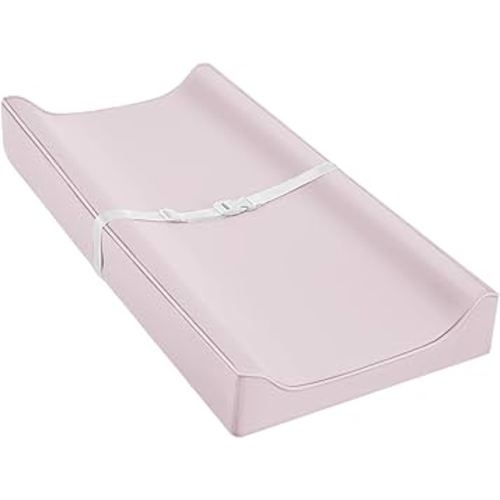 Vegan Leather Changing Pad Cover with Zipper - 31"X 16" - Waterproof Wipeable, Extra Thick & Portable & Non-Slip Diaper Mat - Fits Standard Changing Tables (Pink)