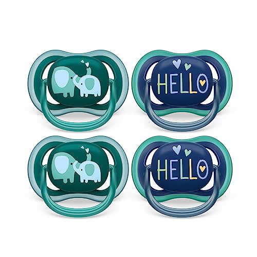 Philips Avent Ultra Air Pacifier - 4 x Light, Breathable Baby Pacifiers for Babies Aged 18 Months Plus, BPA Free with Sterilizer Carry Case, SCF349/20