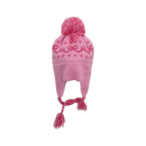 Pink Bows Knit Ear Flap Hat