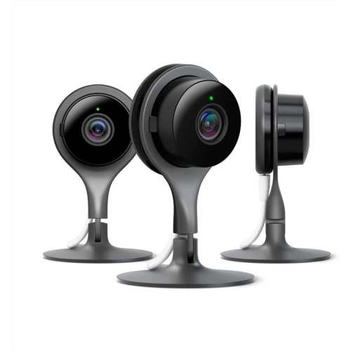 Restored Google Nest Cam Indoor 3 Pack Wired Indoor Camera for Home Security with 24/7 Live Video and Night Vision