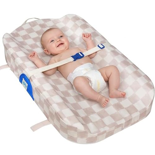 Baby Changing Pad with Cover, Waterproof Diaper Changing Pad with Non-Slip Base, Soft Contoured Changing Pad for Dresser, Nursery & Travel