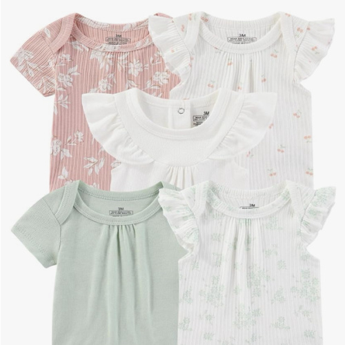 Baby Bodysuits Ribbed Mix Summer Newborn Boy Girl Clothes 5-pack