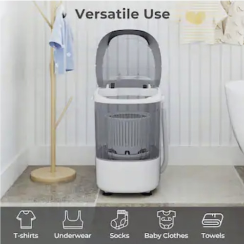 Costway - Portable Washing Machine 5.5 lbs Mini Top Load Washer with Removable Spin-Dry Tub - Gray