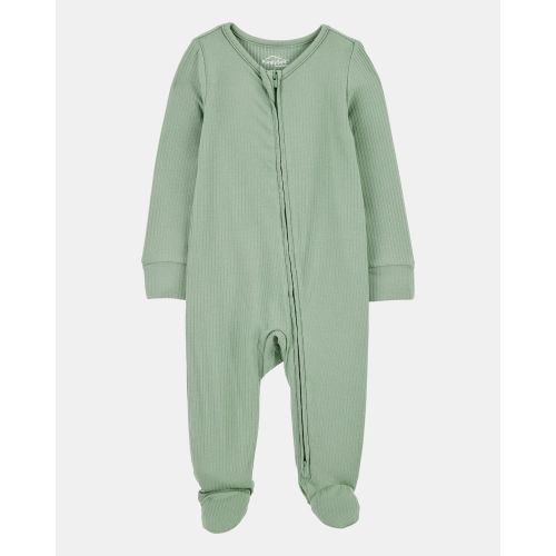 Baby Solid 2-Way Zip PurelySoft Sleep & Play Pajamas - Green | Carter's