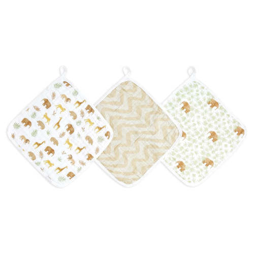 Aden + Anais Cotton Muslin Wash Cloths, Set Of 3, Tanzania