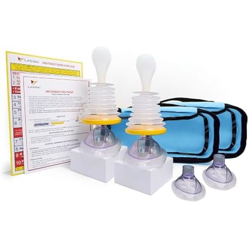 LifeVac Blue Travel Kit 2 Pack - Portable Suction Rescue Device, First Aid Kit for Kids and Adults, Portable Airway Suction Device for Children and Adults