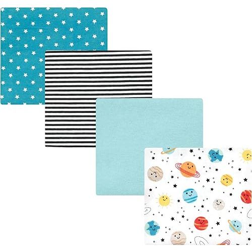 Hudson Baby Unisex Baby Cotton Flannel Receiving Blankets, Happy Planets, One Size