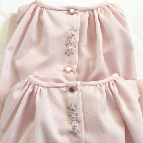 Vintage Style Baby Day Gown: Pale Pink Hand Embroidered Newborn Dress