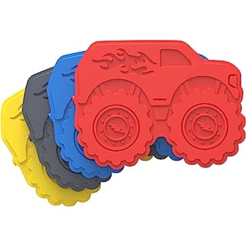 Bentgo Buddies Reusable Ice Packs - Slim Ice Packs for Lunch Boxes, Lunch Bags, and Coolers - Multicolored 4-Pack (Truck)