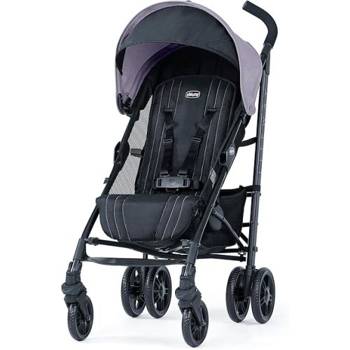 Chicco Liteway Stroller, Compact Fold Baby Stroller with Canopy, Lightweight Aluminum Frame Umbrella Stroller, for Use with Babies and Toddlers up to 40 lbs, Lavender/Purple