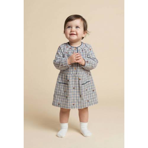 Robe à carreaux imprimée en coton