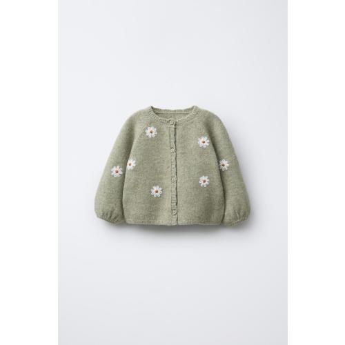 EMBROIDERED DAISY CARDIGAN - Light green | ZARA United States