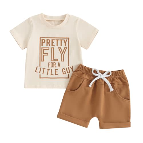 BHMAWSRT Toddler Baby Boy Outfits Summer Cute Cartoon Letter Short Sleeve Tee Top + Short Pants 2Pcs Clothes Set