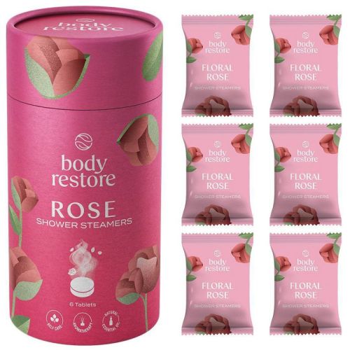 Body Restore Shower Steamers with 100% Natural Essential Oil - Rose Shower - 6ct