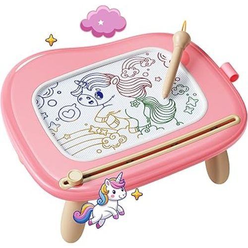 KOKODI Magnetic Drawing Board, Toddler Girl Toys for 1-2 Year Old, Large Doodle Board Pad Learning and Educational Toys for 1 2 3 Year Old Baby Kids Birthday Gifts(Pink)