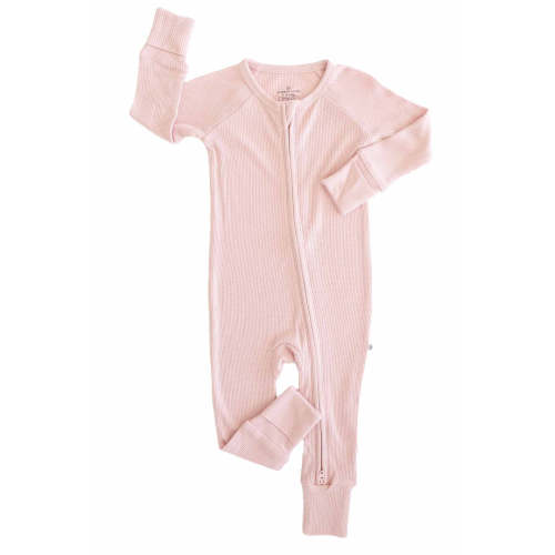 Embroidered Bamboo Waffle Convertible Zip Rompers in In Bloom | Caden Lane