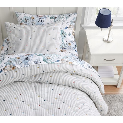 Embroidered Stripe Lightweight Quilt & Shams | Pottery Barn Kids