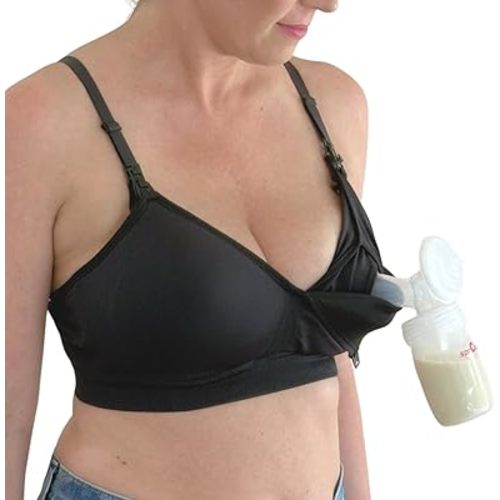 Supermom Silhouette with Removable Pads, Pumping Bra Hands Free, Adjustable Pumping & Nursing Bra for All Breast Pumps