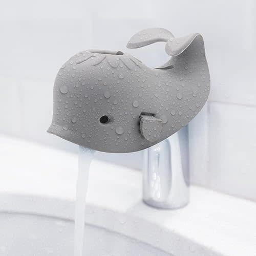 Baby Bathtub Faucet Cover, Faucet Cover Baby Bathtub Spout Cover, Bath Spout Protective Cover, Bathtub Safety Spout Guard, Baby Safety Protection Silicone Kit, Grey Whale Protector