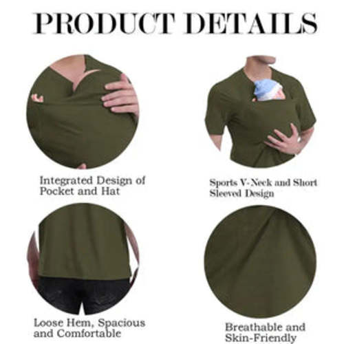 Men's Kangaroo Pocket Baby Carrier Shirt - V-Neck Bonding Tee – Best Compression Socks Sale