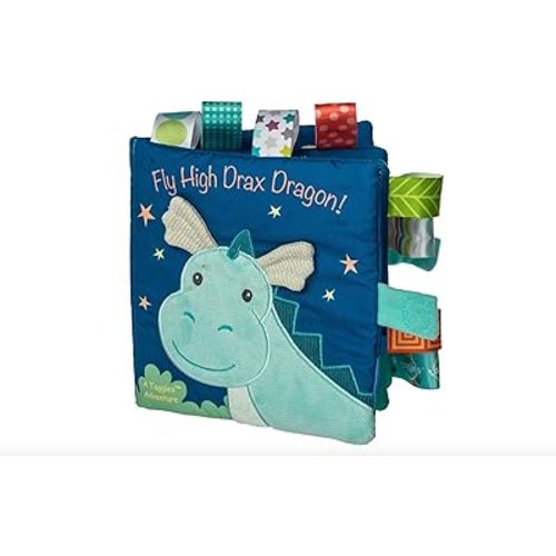 Taggies Soft Cloth Book with Crinkle Paper & Squeaker and Sensory Tags, 6-Inches, Drax Dragon