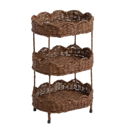 Daisy Oval Seagrass Scalloped 3 Tier Storage Tower - World Market