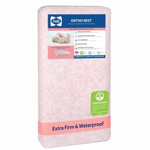 Sealy Ortho Rest Waterproof Baby Crib Mattress and Toddler Bed Mattress - Pink: Vinyl Cover, Hypoallergenic, Ultra Firm, 5.25-Inch Thickness