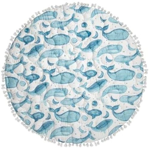 Crane Baby Play Mat, Floor Mat for Babies and Toddlers, 40" x 40", Whale Print