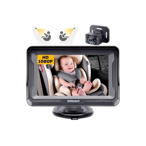 DoHonest Baby Car Camera HD 1080P - Rear-Facing Car Baby Monitor with Night Vision, Adjustable View Angle, Easy Setup, Anti-Glare Display, Safety for Kids & Infants