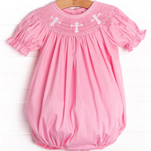 Easter Wishes Smocked Bubble, Pink – Stitchy Fish