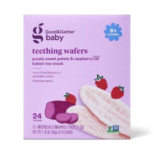 Teething Wafers Purple Sweet Potato & Raspberry Baby Snacks - 1.76oz - Good & Gather™: 8 Months and Up, 3rd Stage, Box, Ready to Eat