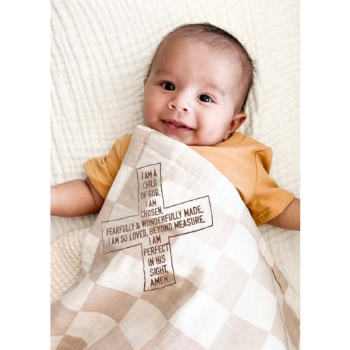 I Am A Child of God Checker Waffle Blanket