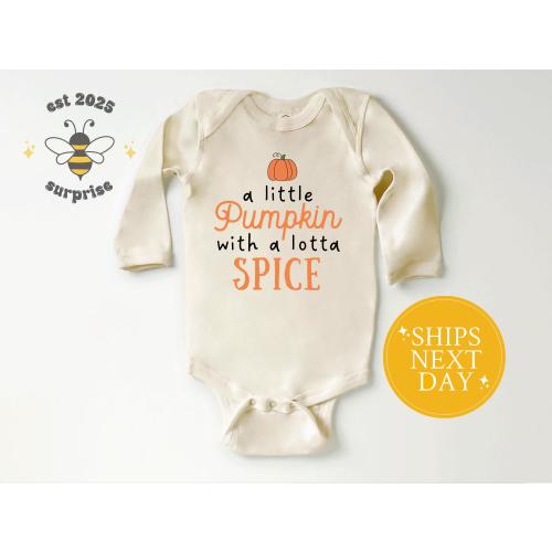 Pumpkin Spice Baby Onesie: Natural Cotton Long Sleeve Fall Outfit