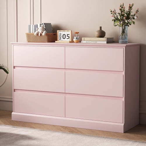 White Dressers Bedroom Dresser 6 Drawer Storage Chest of Drawers Double Dresser Storage Side Cabinet Room Furniture for Bedroom Living Room