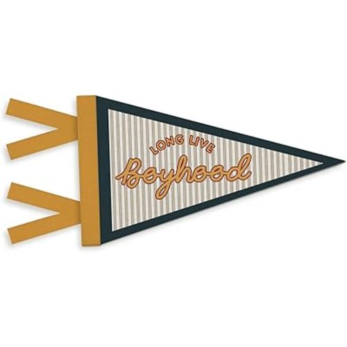 Boys Room Decor, Long Live Boyhood Pennant Felt Banner Flag, Kids Playroom Wall Hanging Decor for Kids Baby Toddler Boys Nursery Room Bedroom Playroom, 7.8x14.17 Inch