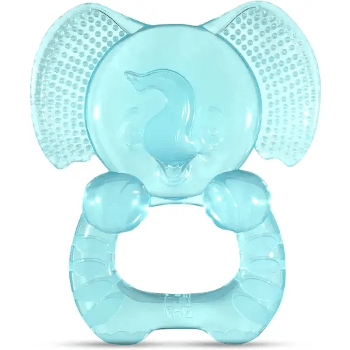 RaZbaby Elfy-Yummy Teether: Teething Relief Toy - Elephant Design, Medical Grade Silicone with Ultra Soft Bristle to Soothe Teething Discomfort Perfect Teething Toy for Babies 3m+