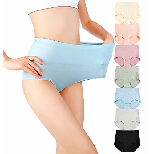 cauniss Cotton Panties High Waisted C Section Recovery Postpartum Soft Full Coverage Underwear for Women(7 Pack)