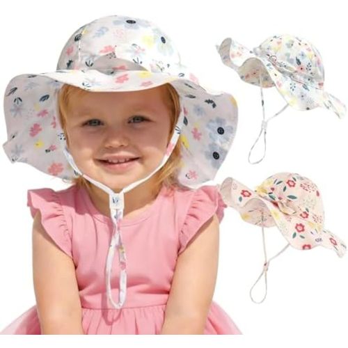 FURTALK Baby Girl Sun hat Summer Beach Hats with UPF 50+ Sun Protection Wide Brim Toddler Sun Hat Cap