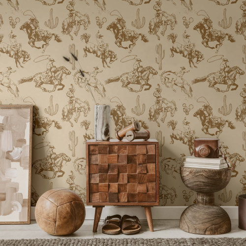 Vintage Western wallpaper Cowboy wall paper Western themed nursery decor retro Peel and stick and Traditional wallpaper
