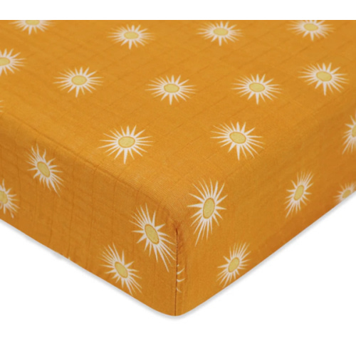 Babyletto Crib Sheet in GOTS Certified Organic Muslin Cotton -Golden hour