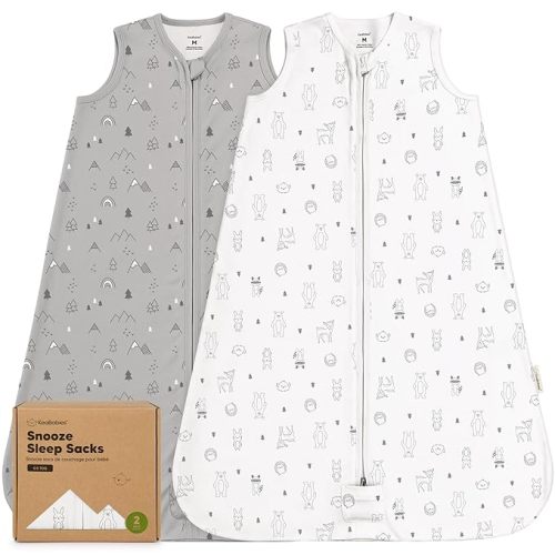 2-Pack Baby Sleep Sacks, Zipper Wearable Blanket - 0.5TOG Organic Cotton,Lightweight,Soft Cozy Toddler Sleeping Sack 6-12 months,Easy to Wear Large Newborn Transition Swaddles Sleepsacks (Woodland, M)