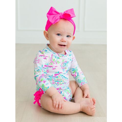Tropical Print Long Sleeve One Piece Rash Guard