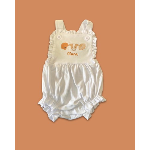 Longhorn Baby Sunsuit - Texas Sun Bubble Suit- Embroidered for Girls | Personalized Game Day