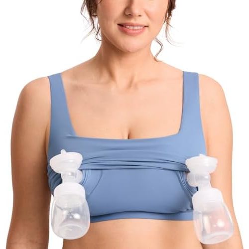 MOMANDA Pumping Bra Longline Square Neck Sleeveless Maternity Workout Tank Tops for Women