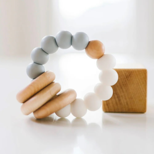 Silicone + Wood Teether Ring